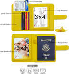Melsbrinna RFID Passport Holder for Travel Women/Men, Cute RFID Blocking Wallet with Card Slots, Travel Wallet/Passport Case (1, Yellow)