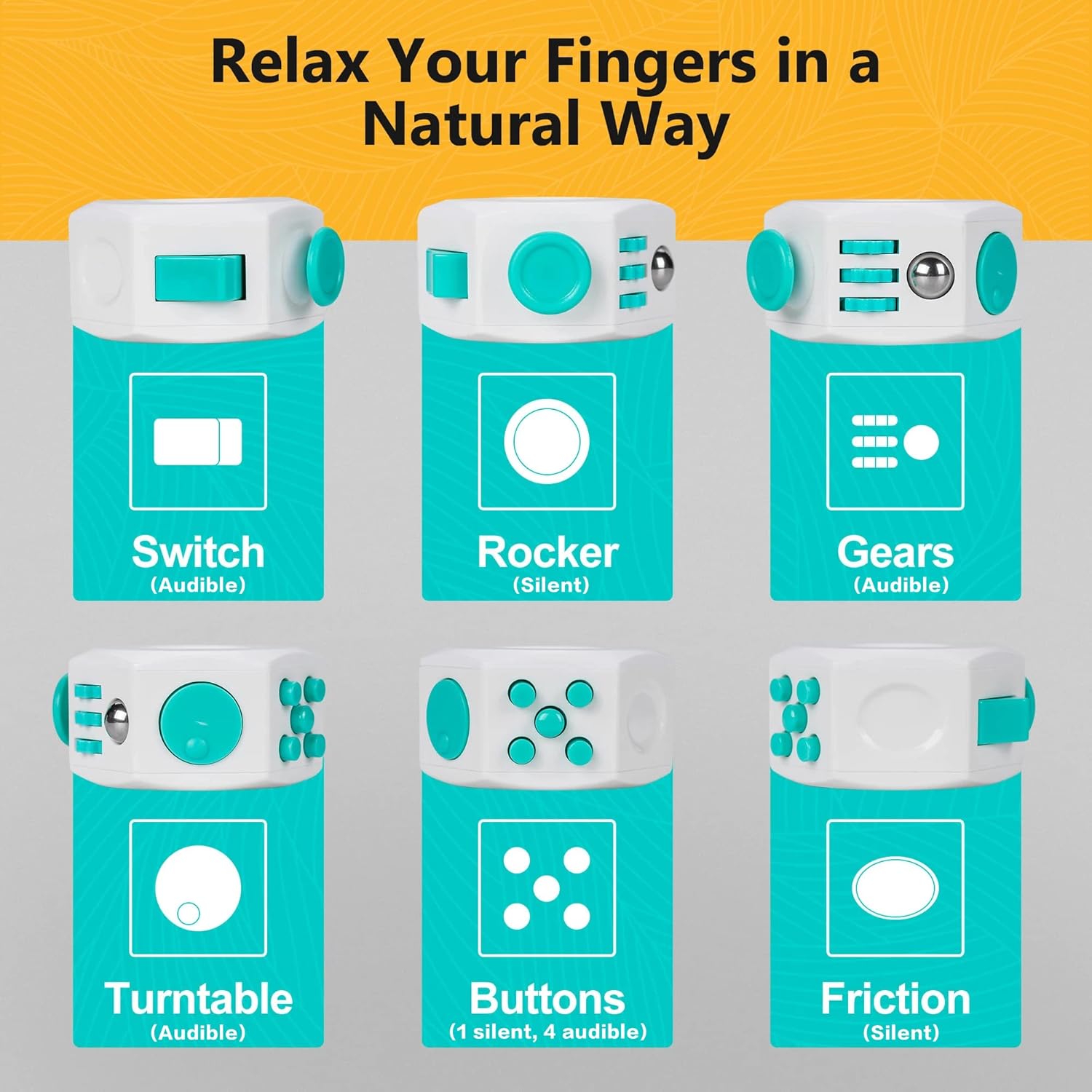 Fidget Cube Stress Relief Toy – 6 Sided Infinity Cube Fidget Toy for Kids, Adults – Heavy Duty ABS Plastic Sensory Fidget Toy for Anxiety Relief – Ideal for Office, School, Traveling