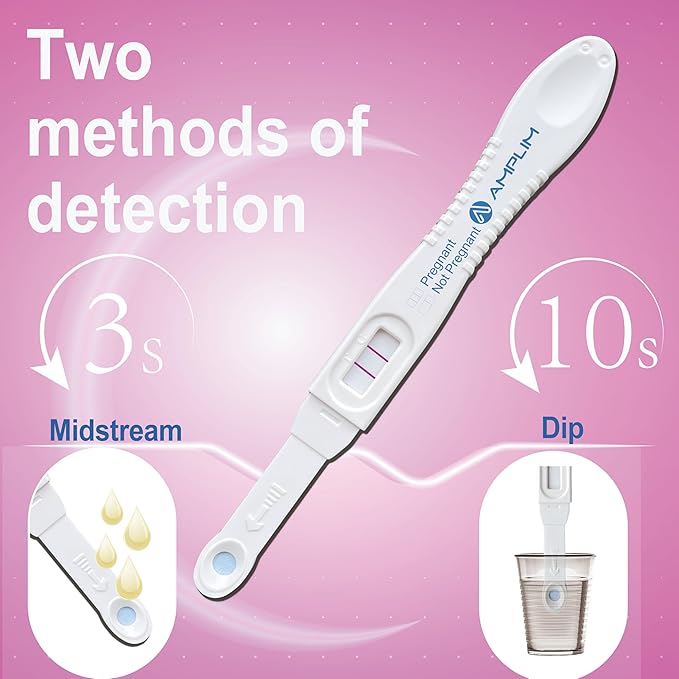 AMPLIM HCG Early Detection Pregnancy Test Bulk Stick – 6-Days Sooner, Extra Sensitive 10 MIU/mL, Midstream – Mom 2-Sec Easy Home Tests, 99.99% Accurate Pregnant Test Result (6 Pack)