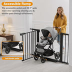 Baby Gate for Stairs, 29.7-43" Auto Close Dog Gate for Doorways & Hallways, Pressure Mounted Pet Gate with Walk Thru Door, Easy Install Safety Gate for Children & Pets, No Drilling, Dual-Lock Design