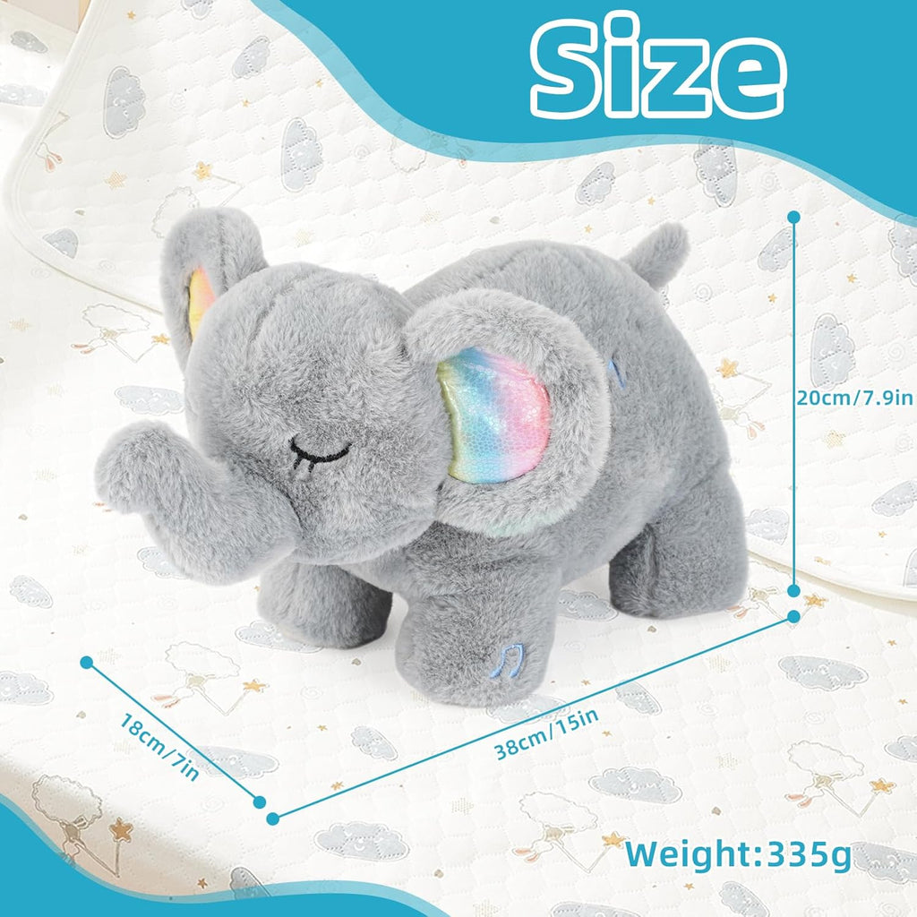 Breathing Stuffed Animal for Anxiety, Baby Soothers for Sleep, Elephant Stuffed with White Noise Pure Music for Anxiety Baby Sleep Aid Enhance 30Min Auto Off