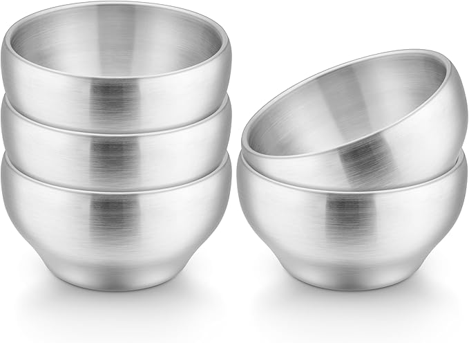 LIANYU 12 Ounce Stainless Steel Bowls Set of 5, Children Kids Toddlers Bowls Set for Soup, Cereal, Rice, Snack, Salad, Healthy & Dishwasher Safe