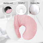 LAT Nursing Pillow for Breastfeeding with Removable Minky Cover,Ergonomic Breast Feeding Pillows for Mom and Baby,Machine Washable(Pink)