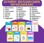 ZeenKind Spanish & English Talking Flash Cards with 510 Sight Words for Toddlers 3 4 5 6 Years Old, Learn Spanish for Kids, Audible Pocket Speech Early Learning Bilingual Flashcard Toys, 255 Cards
