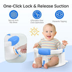 Baby Bath Seat Baby Bathtub - with Strong Suction Cups and 360° Surround Support – Easy Release, Non-Slip Cushion, Lockable Armrests – Infant Bath Chair for Babies 6-24 Months, Blue
