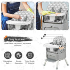 4 in 1 Portable Baby High Chair,Convertible Highchair for Babies & Toddlers-Foldable Infant Booster Seat,Carry Small Box,Dining Chair,Toddler High Chair with 5-Point Harness,Removable Tray-Grey