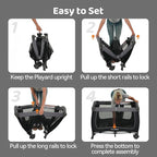 Pamo Babe Baby Playard with Canopy, Portable Crib with Changing Table