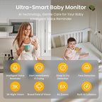 MONAI WiFi Baby Monitor with Camera and Audio, Covered-Face/Sleep/Cry Alerts, Virtual Safety Fence, AI-Powered Smart Baby Monitor with 3K FHD, Night Vision, Local Storage & Cloud Backup, No Fee