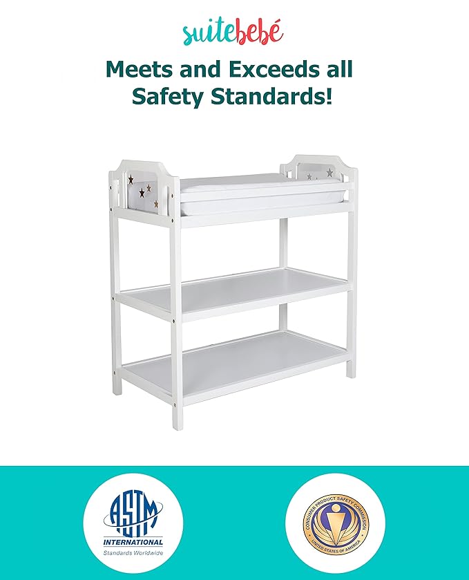 Suite Bebe Celeste Changing Table Safety Rail Included, White