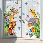 Jungle Animal Wall Decals, Cartoon Animal Sticker Safari Elephant Lion Monkey Wall Decals for Baby Room Playroom Bedroom Classroom Kindergarten Decor