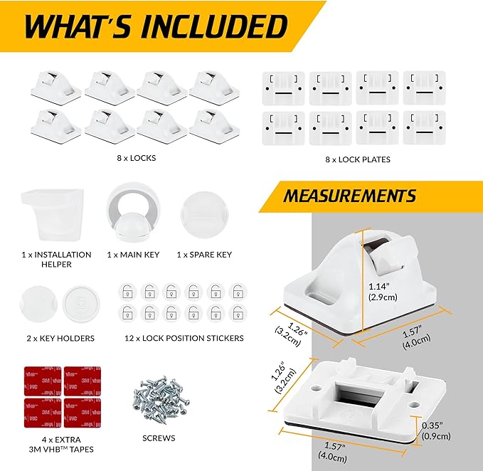 UPGRADED LICYFERN Magnetic Cabinet Locks (8 Locks & 2 Keys) - Invisible Baby Proofing Child Safety Lock & Keys – Easy to Install, Home & Kitchen Cabinet Magnetic Drawer Locks