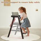 Solid Wood high Chairs for Toddlers,High Chair Grows with Kid for Dining, Study Chair for Children, Black