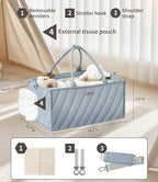 Baby Diaper Caddy with Adjustable Shoulder Strap – Multi-Functional Organizer Diaper Bag Gift for Newborn Essentials, Baby Registry must-have, Wipes & Changing Needs with Straps for Stroller