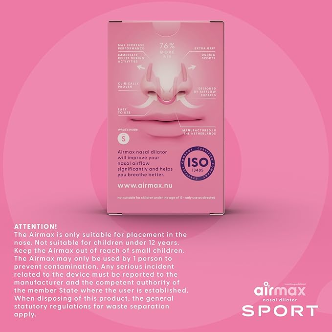 Airmax Unisex Sport Nasal Dilators One-Pack - Easy, Safe, and Comfortable Breathing Aid - Improves Airflow - Transparent - Small'