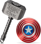 Mjolnir Fidget Spinner Toy Metal Gift for Kids Adults, Cool Hammer Finger Hand Spinner, 2 in 1 Transformable Fidget Spinner, Fidget Keychain Infinty Cube Cool Gadget Stuff Desk Toy (2 Pack)