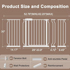 WAOWAO Baby Gate 52.76-62.2" Extra Wide Pressure Mounted Walk Through Swing Auto Close Safety White Metal Toddler Kids Child Dog Pet Puppy for Stairs,Doorways,Kitchen