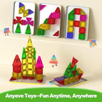 112PCS Mini Magnetic Tiles for Kids, Magnetic Tiles Travel Set with Iron Box, Portable Construction Toys STEM Educational Building Set for Kids Ages 4-8 Toddlers, Boys & Girls Birthday New Year Gift