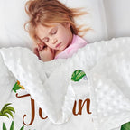 Custom Name Baby Swaddle Blanket – Cozy Flannel with Double-Layer Dotted Backing – Lion and Jungle Theme for Infants and Toddlers
