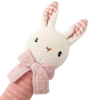 Organic Cotton Stuffed Animal Rattle Baby Toys, Hand Grip Rattle Squeaker Sticks Toys, Bunny Cuddle Cloth and Ring Rattle Plush Toy Set for Newborns Infant Boys Girls, 2 PCS