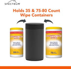 Spectrum Disinfecting Wipes Container with Push Button Lid - Refillable Dispenser for Bathroom, Kitchen, Classroom, Countertop, & Home - Stainless Steel & Rust-Resistant Disinfectant Wipes Holder
