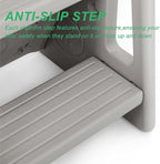 Nursery Kitchen Step Stool w/ 3 Adjustable Heights Toddler Standing Tower Kids Learning Stool w/Double Safety Rails & Non-Slip Foot Pads Cooking Stool Stand Helper Bathroom Counter Footstool (Grey)