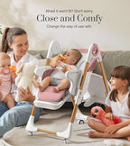 Mallify Convertible High Chairs for Babies and Toddlers, Height Adjustable Baby High Chair, High Chair with Removable Tray, Adjustable Backrest, Portable Baby Dinning Chair with Lockable Wheels