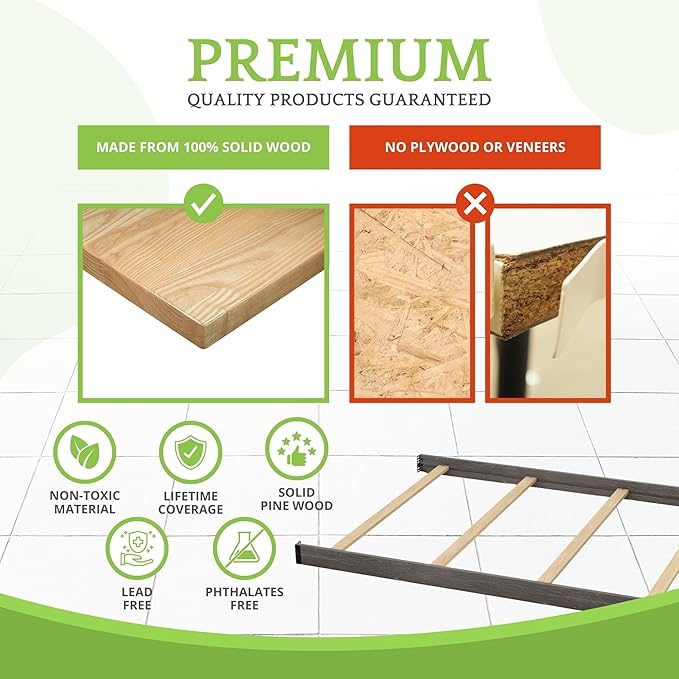 Full-Size Conversion Kit Bed Rails Compatible with Delta Children Convertible Cribs - Solid Wood Rail #0050 - Toddler & Adult Bed Rail for Full-Size Beds - Baby Furniture (Rustic Grey - 084)