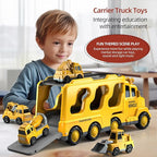 5 in 1 Construction Trucks Cars Toys for Toddlers 3-5, Boy Toddler Car Truck Toys with Light Sound, Includes Crane, Mixer, Bulldozer & Excavator, Birthday Gifts Toys for 2 3 4 5 Year Old