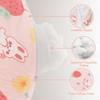 Nursing Pillow for Breastfeeding, Animal Patterns Removable Cotton Cover, Machine Washable, Strawberry Pattern （Candy Pink）