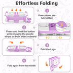 TPN Collapsible Baby Bathtub, Baby Bath Tub with Soft Cushion & Real-Time Thermometer, Baby Bathtub Infant to Toddler Tub (0-36 Months), Portable Travel Baby Tubs for Newborns (Lavender)