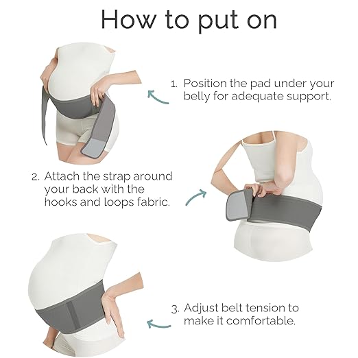 NeoTech Care Adjustable Maternity Belt - Light and Breathable Pregnancy Belly Support Band for Pregnant Women (Grey, Regular Size)