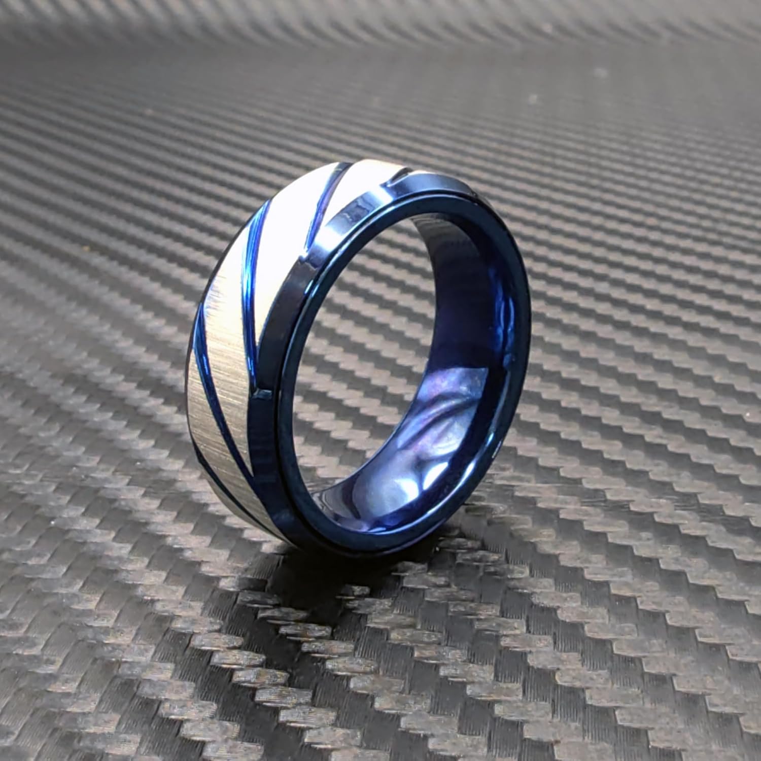 EDC Fidget Slider Fidget Toy Adult Stress Relief Metal Ratchet Ring Jewelry ADHD Recreational Fidget Toy Tactile Coin (Blue, 14)