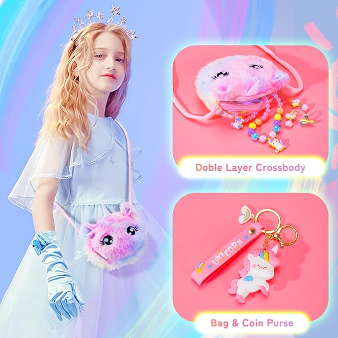 Unicorn Toys for Girls, Kids Gifts with Glowing Blanket, Water Bottle, Eye Mask, Headband, Crossbody Bag, Sunglasses - 12PCS Birthday Gift Toys for Girls 6-10+