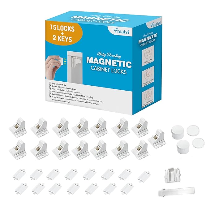 Vmaisi Baby Proofing Magnetic Cabinet Locks (15 Locks and 2 Keys)