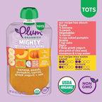 Plum Organics Mighty 4 Organic Toddler Food - Banana, Peach, Pumpkin, Carrot, Greek Yogurt, and Oat - 4 oz Pouch (Pack of 12) - Organic Fruit and Vegetable Toddler Food Pouch