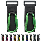 Baby Stroller Hook, Carry 30 lbs per Stroller Carabiner Clip, Adjustable Baby Stroller & Car Seat Hook for Hanging Diaper Bag, Wheelchair,Golf cart, Shopping and Pet Cart(2 Pcs Green)