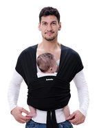BABELIO Baby Wraps Carrier with Adjustable Buckle, Easy to Wear Lightweight Baby Carrier Newborn, Hands Free Toddler Infant Slings 7-35lbs Black