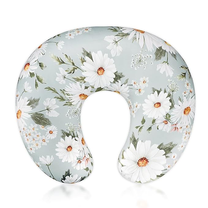 Pea Pod Nursing Pillow Cover Breastfeeding Pillow Slipcover for Moms Soft Breathable Organic Knit Fabric Newborn Infant Feeding Pillow Covers for Baby Girl Boy, Daisy