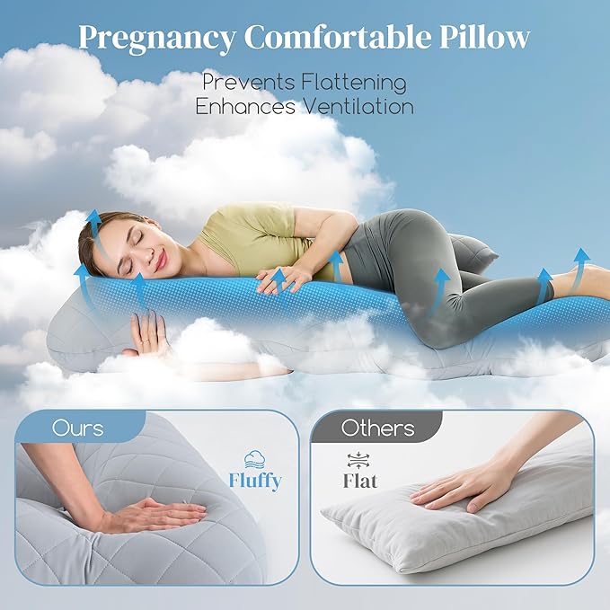Pregnancy Pillow for Sleeping,U Shaped Full Body Maternity Pillow with Removable Diamond Quilted Cool Fabric,Support for Back,Belly,HIPS for Pregnant Women,Side Sleeper, Warm Cushion, 51 Inch