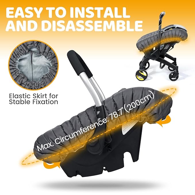 Orzbow Winter Carseat Cover for Baby, Baby Car Seat Cover for Boys & Girls, Warm Infant Car Seat Covers for Cold Weather, Rain & Snow Repellent, Waterproof, Universal Fit, Newborn Must Have, Dark Grey