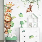 Tanlaby Jungle Animals Wall Stickers Cartoon Safari Animal Wall Decals Fox Bear Lion Monkey Tropical Leaves Art Decor for Baby Nursery Kids Playroom Bedroom