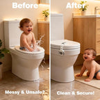 Baby Proof Toilet Lock (2-Pack) - Child Safety Cabinet Locks for Toilet Seat, Drawers, Fridge, Doors | Easy Install with Strong 3M Adhesive | Non-Toxic & Adjustable Strap for Toddler & Pet Safety