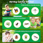 Kids Bug Catching Kit, 6-in-1 Nature Discovery Kit with Breathable Wooden Critter Habitat House, 15 Insert Cards, Magnifying Glass, Butterfly Net, Summer Outside Toys, Gift for Boys & Girls