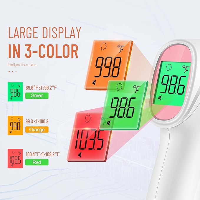 Forehead Thermometer for Adults, Kids & Babies, No-Touch Digital Thermometer with LCD Backlight Display, FSA HSA Eligible, Fever Alarm and 1s Instant Reading - Pink