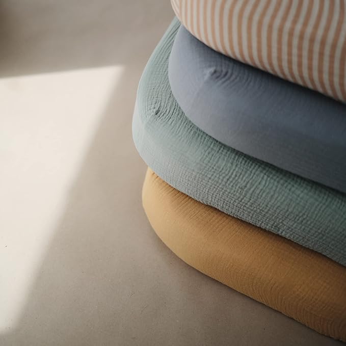 mushie Extra Soft Muslin Fitted Crib Sheet | 192 Thread Count | 28"x 52" (Tradewinds)