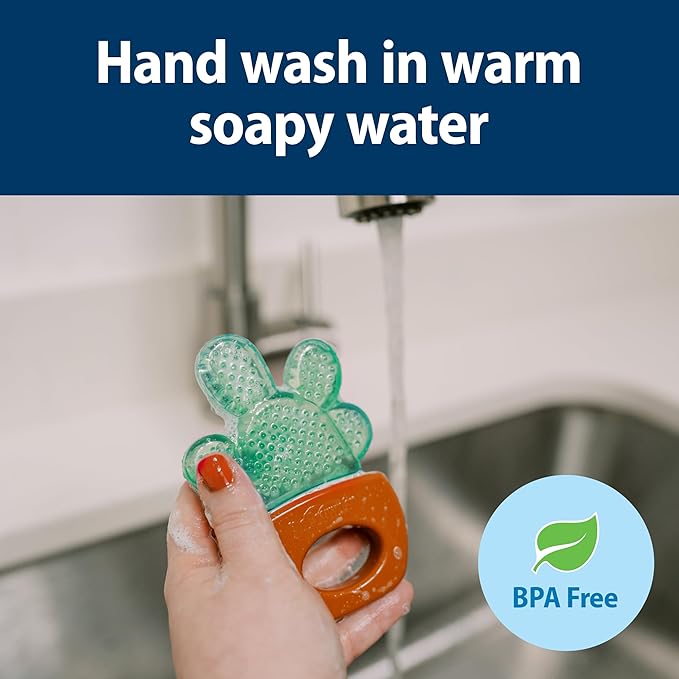 Dr. Brown's AquaCool Water-Filled Teether, Cooling Baby Teether Toy for Sore Gums, Green Cactus, BPA Free, 3m+, 2-Pack