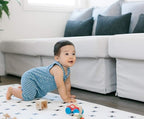 Yay Mats Stylish Extra Large Baby Play Mat. Soft, Thick, Non-Toxic Foam Covers 6 ft x 4 ft. Expandable Tiles with Edges Infants and Kids Playmat Tummy Time Mat (Brooklyn Cross White)
