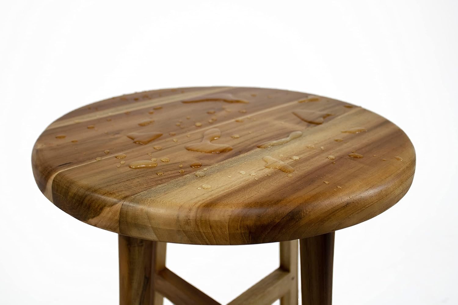 EcoDecors Shoji 12 Inch Round Waterproof Teak Wood Shower Bench Stool Seat Chair For Inside Shower Provides Safety, Storage, and Organization For Bathroom Accessories