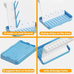 SpaceAid Baby Bottle Drying Rack with 20 Hooks, Space Saving Kitchen Bottles Rack Dryer, Vertical Baby Bottle Holder Organizer for Countertop Storage Accessories (White and Blue)