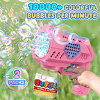Eaglestone Bubble Guns for Toddlers 2 Packs, LED Light Automatic Bubble Machine Gun for Kids 4-8, Bubble Toys with Bubble Solution,Concentrate, Bubble Blaster Party Favor, Summer Outdoor Toys Gift